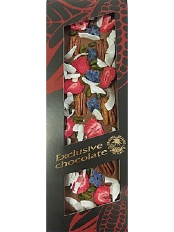 SEVERKA Mliečna čokoláda s pekanovými orechami a jahodami 130g (9004)