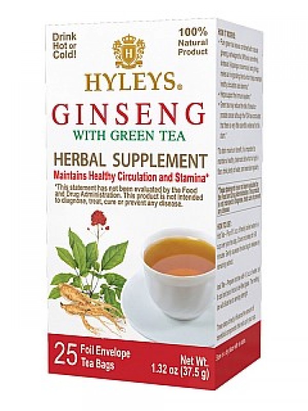 HYLEYS Ginseng with Green Tea Herbal Supplement prebal 25x1 (2342)
