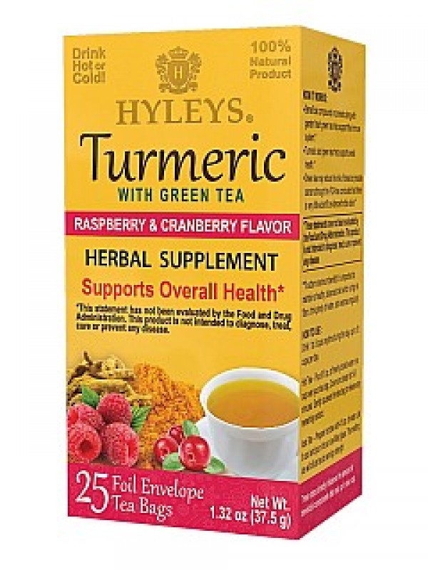 HYLEYS Turmeric Green Herbal Supplement Raspberry 25x1,5g (2344)